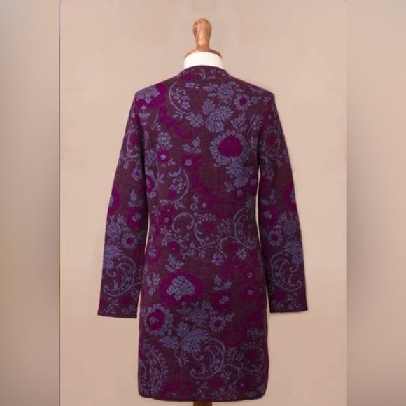 Novica Floral 100% Baby Alpaca Cardigan From Peru “Dream Garden In M… - Picture 5 of 14